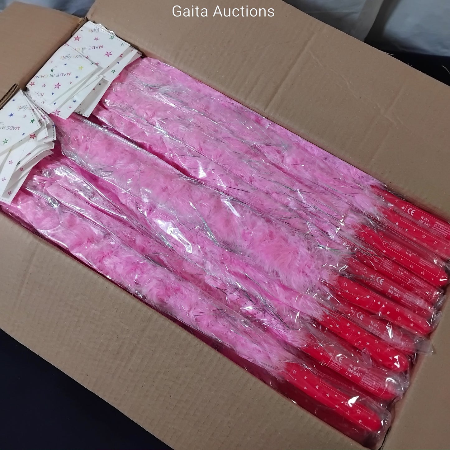 Joblot of 72 Pink Fluffy Light Up Batons